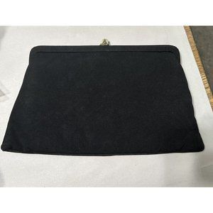 Vintage Black Matte Satin Clutch Purse Baguette Chain Strap